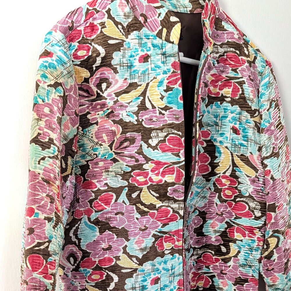 SilkLand Multi Color Floral Jacket - Picture 2 of 7